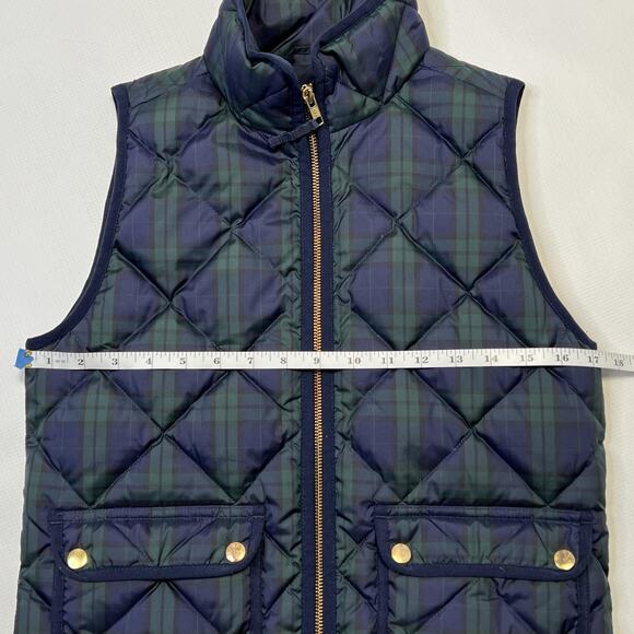 J Crew Vest Womens XXS Plaid Quilted Puffer Blackwatch Insulated Winter Jacket - Picture 10 of 10